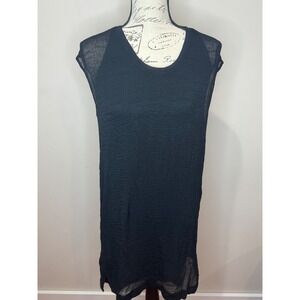 Helmut Lang Swift Dress Womens Black Sz XSmall Petite Draped Back Sheer Overlay
